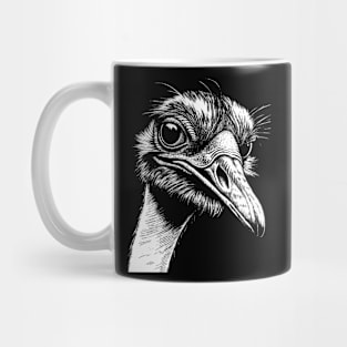 Ostrich head art in linear style Mug